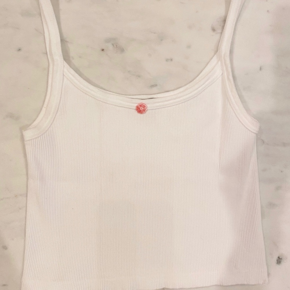 Brandy Melville White Tank with Flower